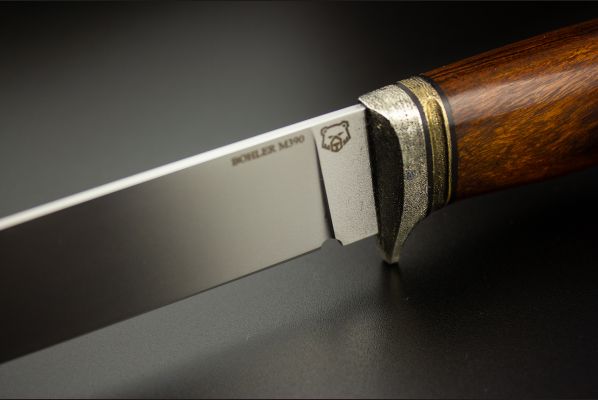 Нож Рысь <span>(М390, айронвуд, литьё с эффектом патины, мозаичный пин под темляк, формованные ножны)</span>