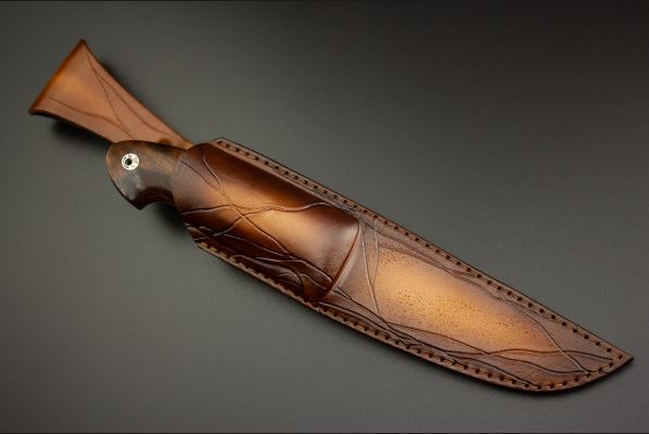 Нож Рысь <span>(М390, айронвуд, литьё с эффектом патины, мозаичный пин под темляк, формованные ножны)</span>