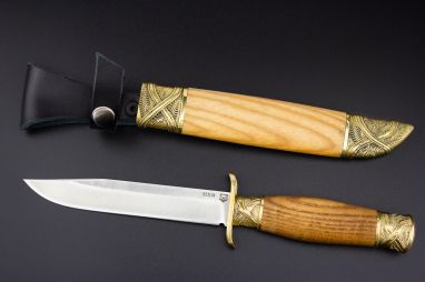 Нож НР-40 <span><span>(95х18, ясень, литьё латунь, деревянные ножны)</span></span>