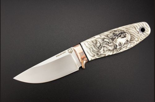 Нож шейный "Спаниель" <span>(М390, клык моржа, макумэ-ганэ)</span> скрим-шоу