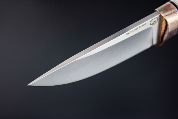 Нож шейный "Спаниель" <span>(М390, клык моржа, макумэ-ганэ)</span> скрим-шоу