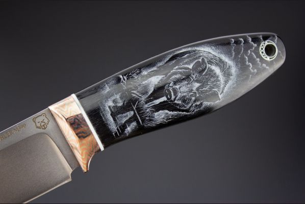 Нож шейный "Секач" <span>(Bohler M390, рог индийского буйвола, макумэ-ганэ)</span> скримшоу