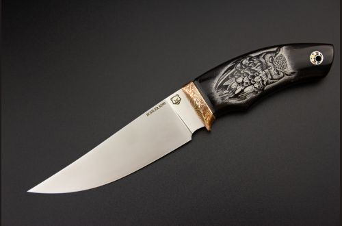 Шейный нож "Сова" <span>(S390, рог индийского буйвола, макумэ-ганэ)</span>