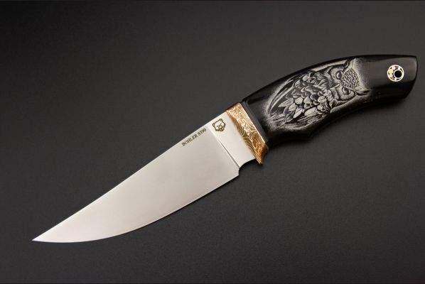 Шейный нож "Сова" <span>(S390, рог индийского буйвола, макумэ-ганэ)</span>
