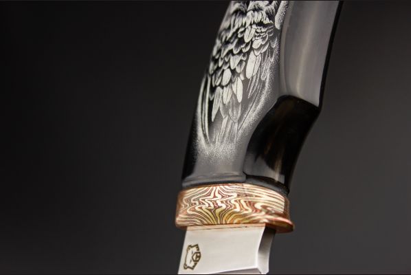 Шейный нож "Сова" <span>(S390, рог индийского буйвола, макумэ-ганэ)</span>