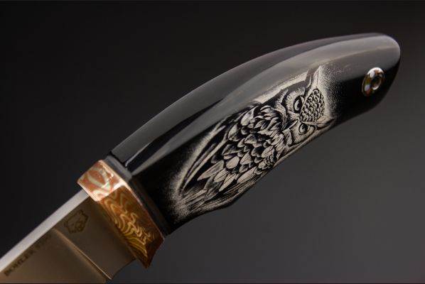 Шейный нож "Сова" <span>(S390, рог индийского буйвола, макумэ-ганэ)</span>