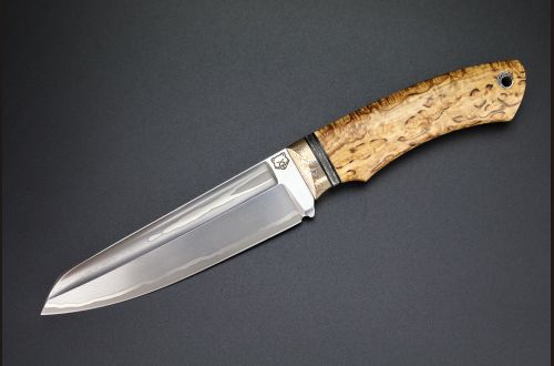 Нож "Баланс"  <span>(S390 в обкладках из нержавеющего дамаска, стабилизированная карельская береза)</span>