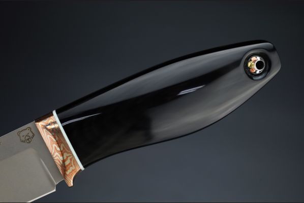 Нож шейный "Лев" <span>(Bohler M398, рог индийского буйвола, макумэ-ганэ)</span> скримшоу