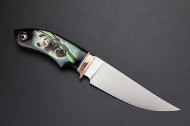 Нож шейный "Панда" <span><span>(Bohler M398, рог индийского буйвола, макумэ-ганэ)</span></span> скримшоу