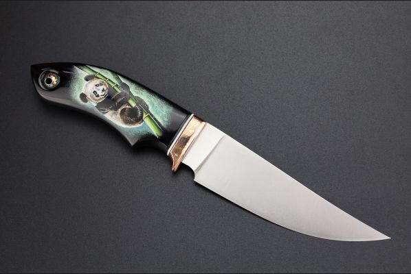 Нож шейный "Панда" <span>(Bohler M398, рог индийского буйвола, макумэ-ганэ)</span> скримшоу