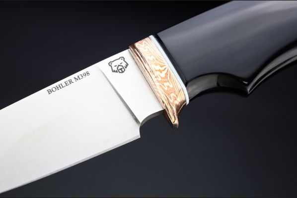 Нож шейный "Панда" <span>(Bohler M398, рог индийского буйвола, макумэ-ганэ)</span> скримшоу