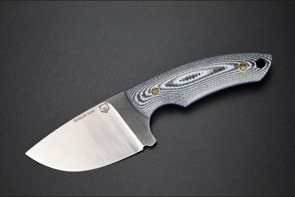 Нож шейный  <span>(N690, цельнометаллический, Хаотичный карбон  мозаичные пины)</span> формованные ножны