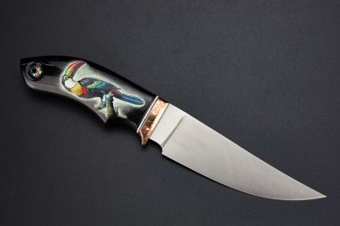 Нож шейный "Тукан" <span><span>(Bohler M398, рог индийского буйвола, макумэ-ганэ)</span></span> скримшоу