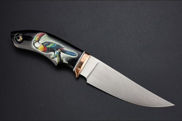 Нож шейный "Тукан" <span>(Bohler M398, рог индийского буйвола, макумэ-ганэ)</span> скримшоу