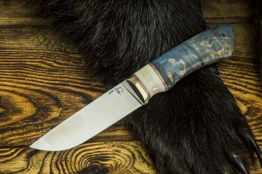Нож Боровик Premium <span><span>(S390, стабилизированная карельская береза, вставка клык моржа)</span></span>