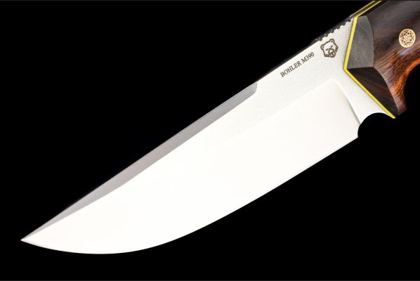 Нож Крым цельнометаллический <span>(М390, Айронвуд, мозаичные пины, мозаичный пин под темляк)</span>