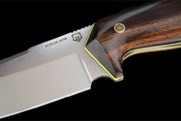 Нож Крым цельнометаллический <span>(М390, Айронвуд, мозаичные пины, мозаичный пин под темляк)</span>