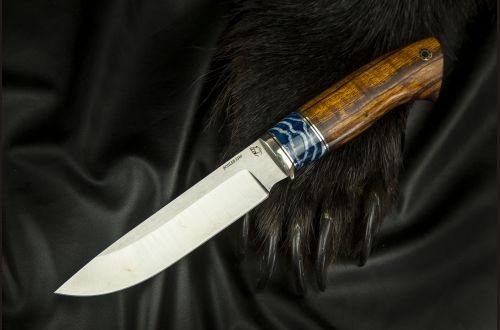 Нож Путник <span>(S390, мельхиор, вставка стабилизированный зуб мамонта, айронвуд)</span>