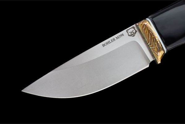 Нож шейный "Медведь" <span>(Bohler M398, рог индийского буйвола, макумэ-ганэ)</span> скримшоу