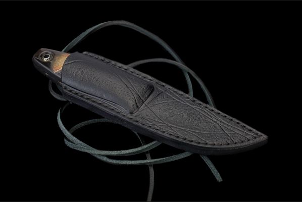 Нож шейный "Медведь" <span>(Bohler M398, рог индийского буйвола, макумэ-ганэ)</span> скримшоу