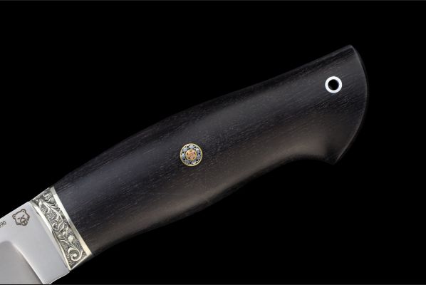Нож Тайга <span>(M390, больстер мельхиор, черный граб, мозаичный пин)</span>