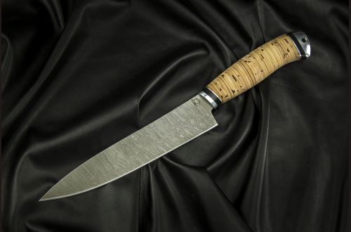 Нож Шеф - повар средний <span>(дамаск, береста, дюраль)</span>