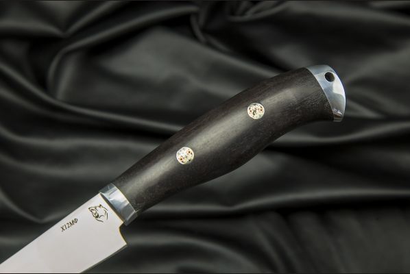 Нож Шеф - повар <span>(х12мф, черный граб, дюраль, мозаичные пины)</span>