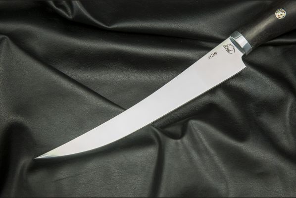 Нож Шеф - повар <span>(х12мф, черный граб, дюраль, мозаичные пины)</span>