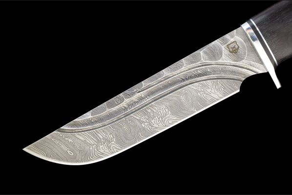 Нож Легионер <span>(дамаск, чёрный граб, долы камень, дюраль)</span>