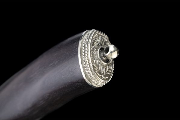 Нож Разведчик 2 <span>(дамаск, чёрный граб, литье мельхиор)</span>