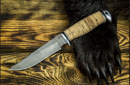 Нож Лис <span>(дамаск, береста, дюраль)</span>