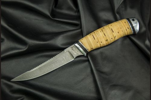 Нож Рыбак <span>(дамаск, береста, дюраль)</span>