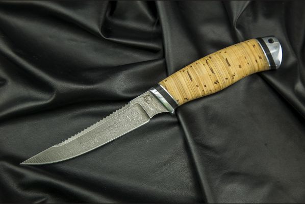 Нож Рыбак <span>(дамаск, береста, дюраль)</span>