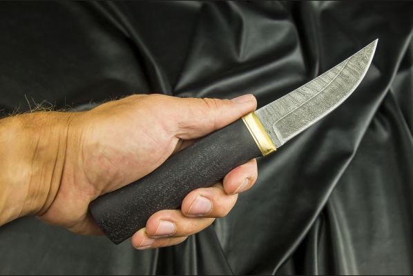 Реплика финского ножа Puukko 3 <span>(дамаск 1200 слоёв, черный граб)</span>