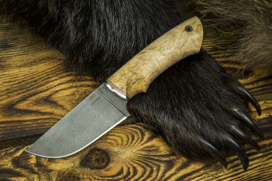 Шкуросъемный нож Медведь-Premium <span><span>(алмазка, карельская берёза)</span></span> подпальцевая выемка