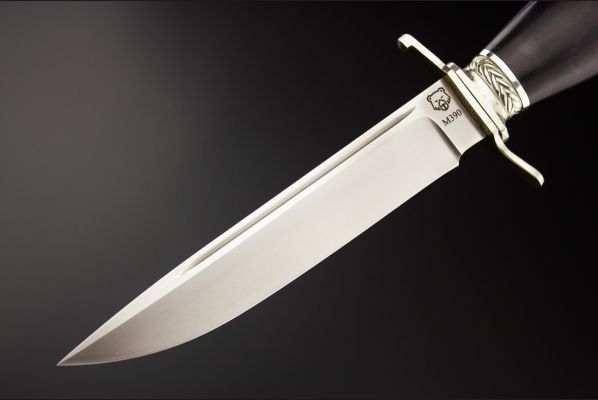 Финка НКВД разборная <span>(М390, стабилизированный черный граб, литье мельхиор, деревянные ножны)</span>
