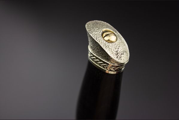 Финка НКВД разборная <span>(М390, стабилизированный черный граб, литье мельхиор, деревянные ножны)</span>