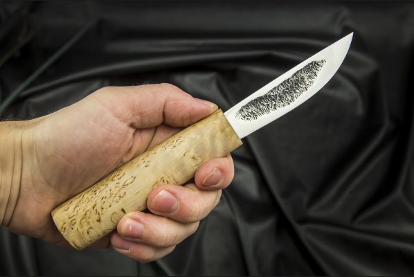 Якутский нож, малый <span>(х12мф, карельская береза, кованый дол)</span>
