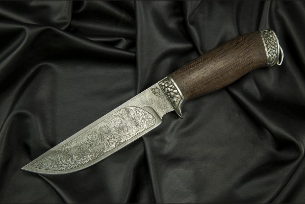 Нож Сахалин <span>(дамаск, венге, литье мельхиор, художественное оформление)</span>