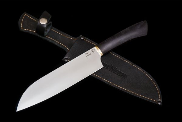 Кухонный нож Сантоку 1 <span>(95х18, чёрный граб)</span>