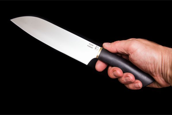 Кухонный нож Сантоку 1 <span>(95х18, чёрный граб)</span>