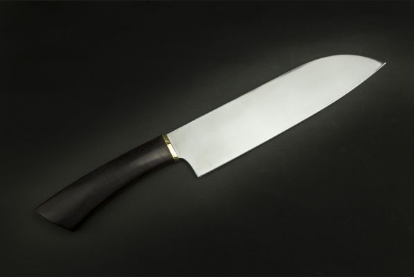 Кухонный нож Сантоку 1 <span>(х12мф, чёрный граб)</span>