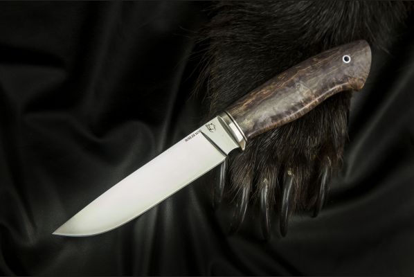 Нож Лиса <span>(M390, больстер мельхиор, стабилизированная карельская береза)</span>