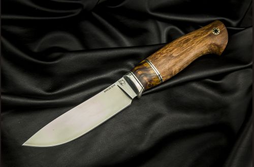 Нож Крит <span>(M390, больстер мельхиор, вставка айронвуд, стабилизированная карельская береза, мозаичный пин под темляк)</span>