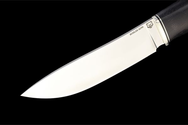 Нож Крит <span>(M390, больстер мельхиор, стабилизированный чёрный граб, мозаичный пин под темляк)</span>