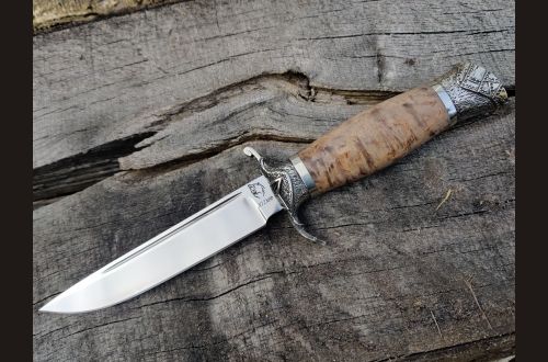 Авторская Финка НКВД <span>(х12мф, стабилизированная карельская береза, авторское литьё мельхиор)</span>