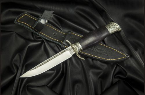 Авторская Финка НКВД <span>(95х18, чёрный граб, авторское литьё мельхиор)</span>