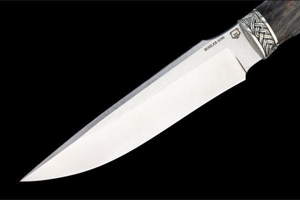 Нож Ворон <span>(S390, стабилизированная карельская берёза, литьё мельхиор)</span> 
