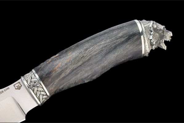 Нож Ворон <span>(S390, стабилизированная карельская берёза, литьё мельхиор)</span> 