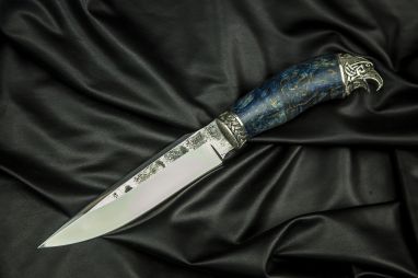 Нож Ворон <span><span>(95х18, стабилизированная карельская берёза, литьё мельхиор 2)</span></span>
